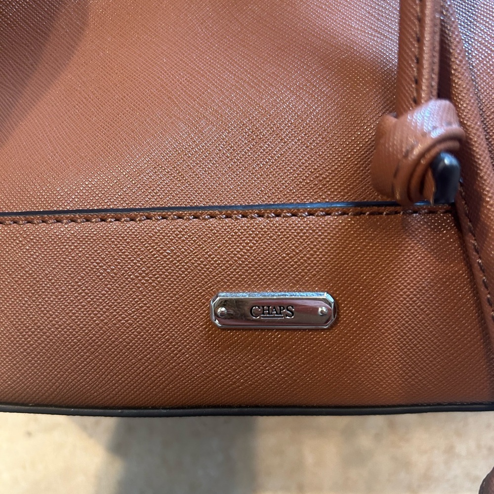 CHAPS Mini Bucket Bag - Brown Crossbody Tote - Picture 2 of 12